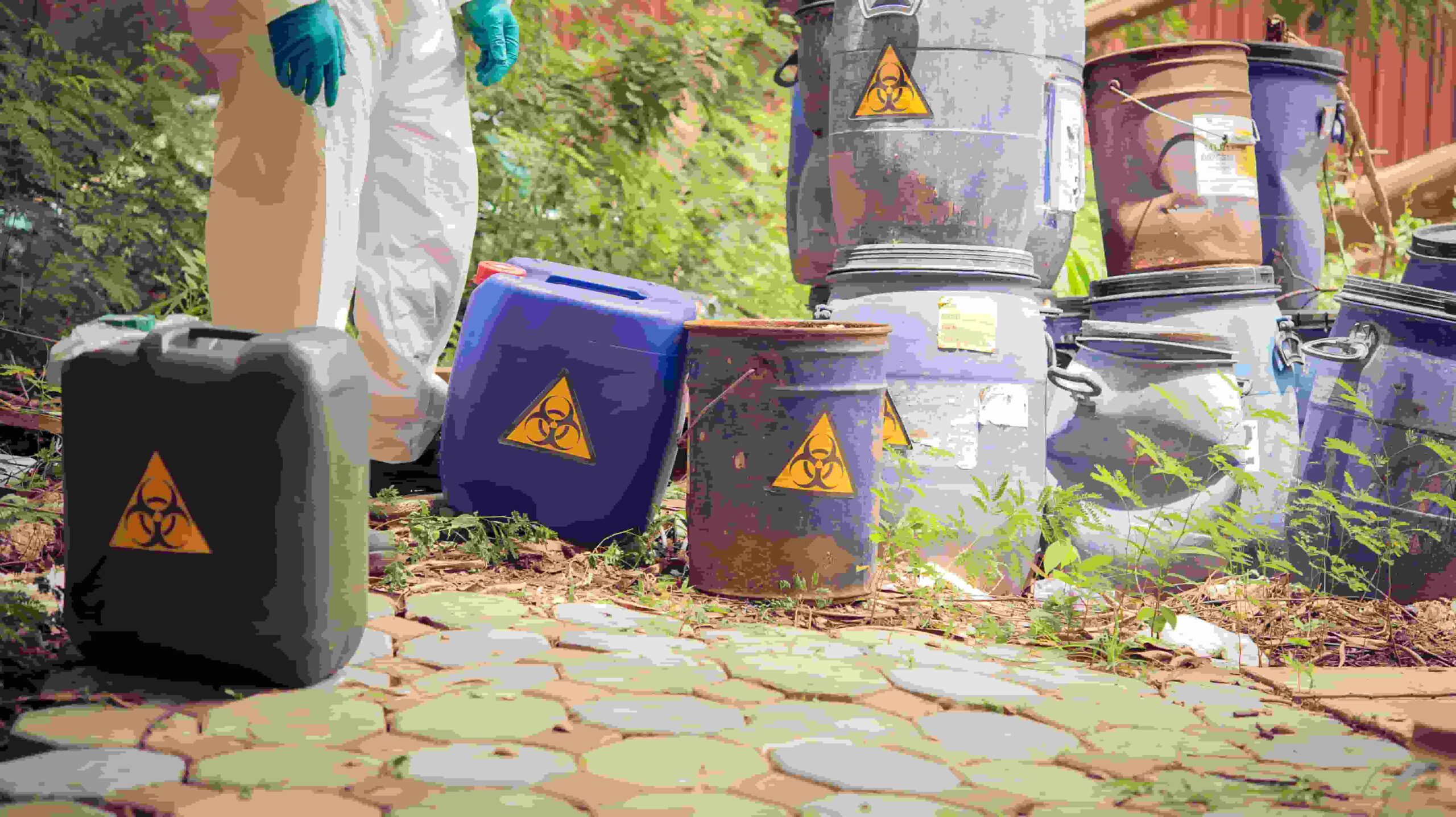 hazardous waste being handled carefully
